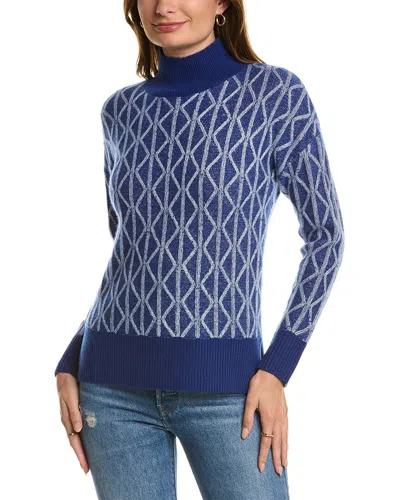 Kier + J Novelty Cashmere Turtleneck Sweater In Blue