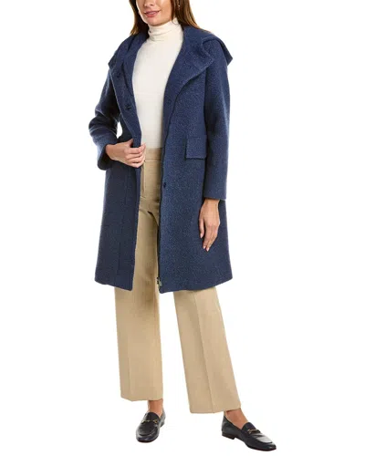 Cinzia Rocca Icons Hooded Wool-blend Coat In Blue
