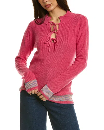 Kier + J Kier+j Tie Neck Wool & Cashmere-blend Sweater In Pink