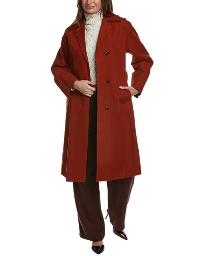 Vince Belted Long Coat In Red