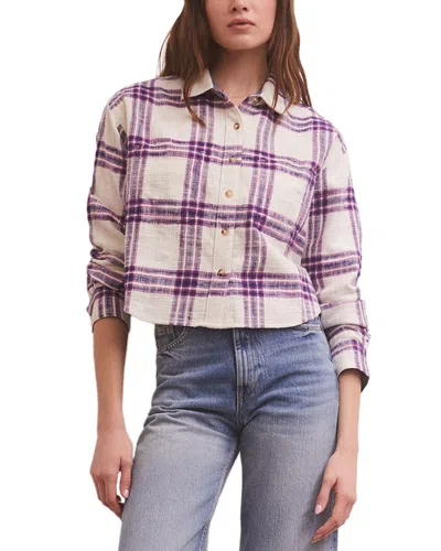 Z Supply Ethan Cropped Plaid Top In Silver