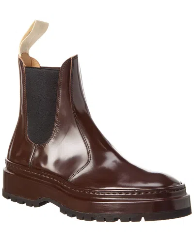 Jacquemus Les Chelsea Pavane Leather Bootie In Brown