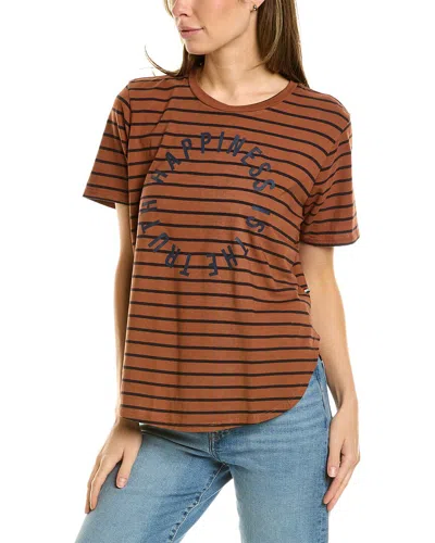 Sol Angeles Mini Stripe Happiness T-shirt In Brown