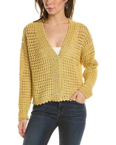 Vince Crochet Cardigan In Yellow