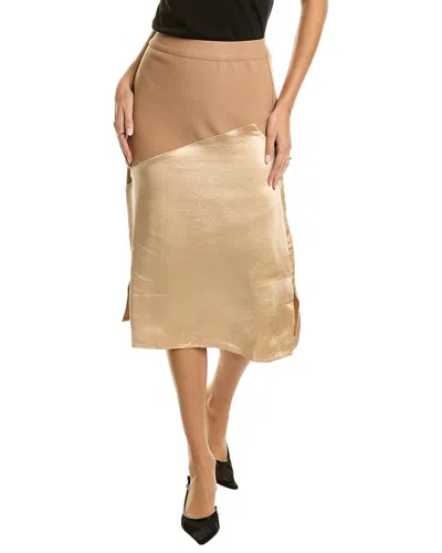 Gracia Asymmetric Midi Skirt In Brown