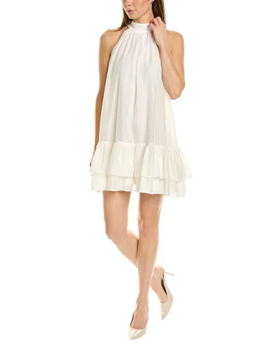 Alice And Olivia Erna Tie-back Halter Chiffon Mini Dress In White