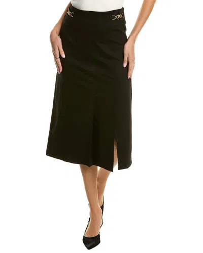 Gracia Pleated Midi Skirt In Black