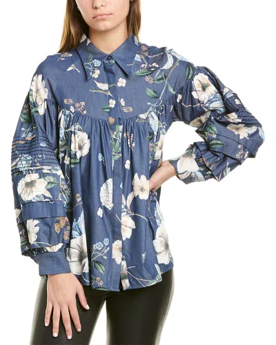 Gracia Floral Blouse In Blue