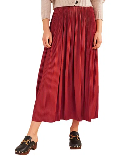 Boden Pleated Satin Midi Skirt In Red