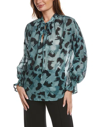 Finley Plus Size Morrisey Brushstroke-print Top In Blue