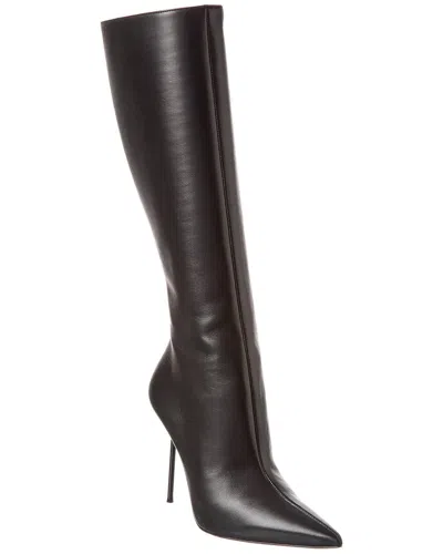Paris Texas Lidia Leather Knee-high Boot In Black