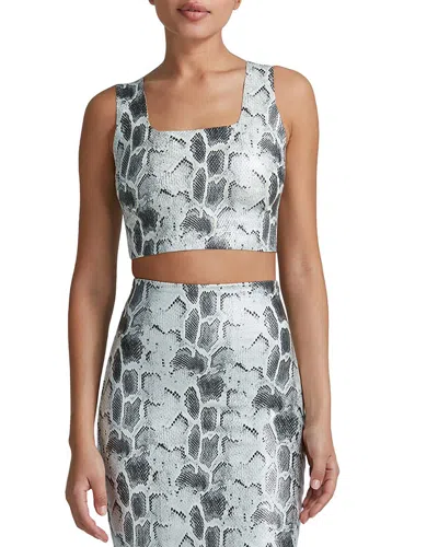 Commando Snakeskin Print Faux Leather Crop Top In Grey