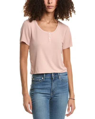 Saltwater Luxe Cropped Henley In Pink