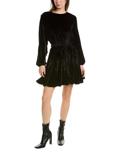 Beulah Velour Mini Dress In Black