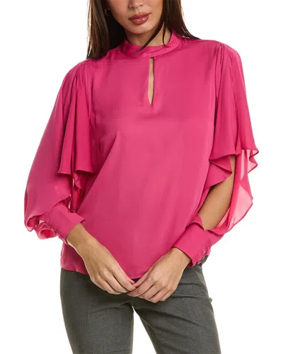 Elie Tahari Women's Mina Ruffled Keyhole Blouse In Pink