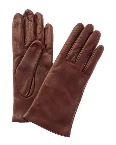Portolano Cashmere-lined Leather Gloves In Brown
