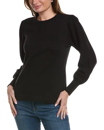 Jones New York Stitch Sleeve Sweater In Black