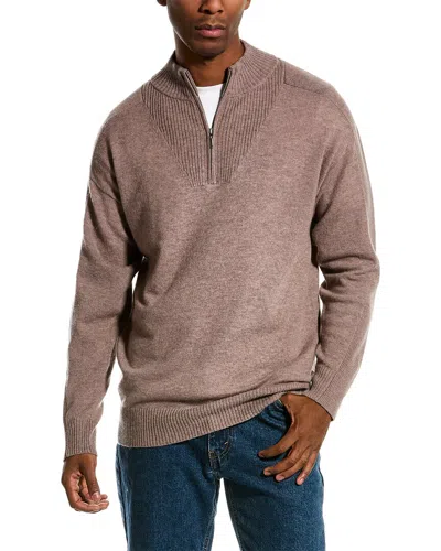 Scott & Scott London Wool & Cashmere-blend 1/4-zip Mock Sweater In Brown
