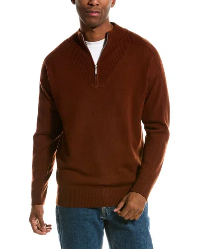 Scott & Scott London Wool & Cashmere-blend 1/4-zip Mock Neck Sweater In Brown