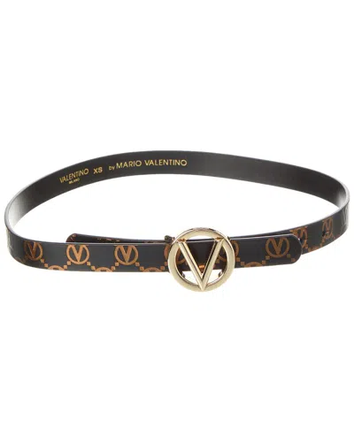 Valentino By Mario Valentino Baby Monogram Leather Belt In Black