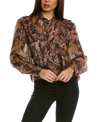 Hemant & Nandita Ruffle Blouse In Brown