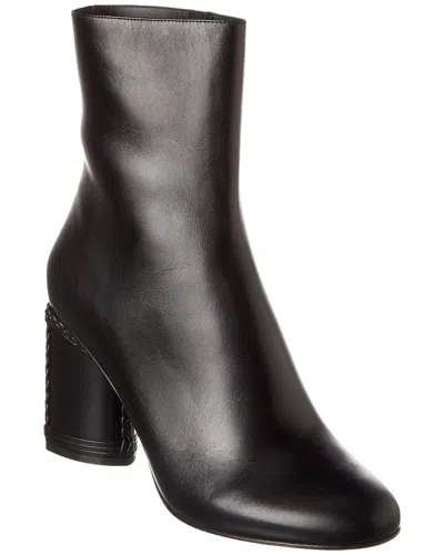 Ferragamo Joy 85 Leather Ankle Boots In Black