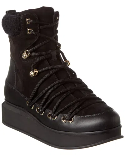 Ferragamo Suede & Leather Boots In Black