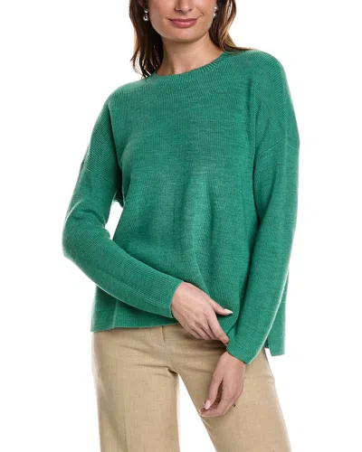 Eileen Fisher Boxy Wool Sweater In Green