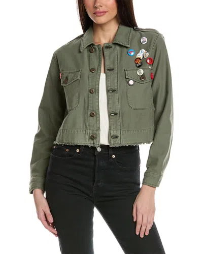 Mother Denim The Cropped Veteran Jacket In Green