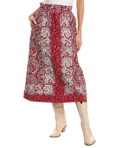 Sea Ny Theodora Paisley Print Quilted Midi Skirt In Red