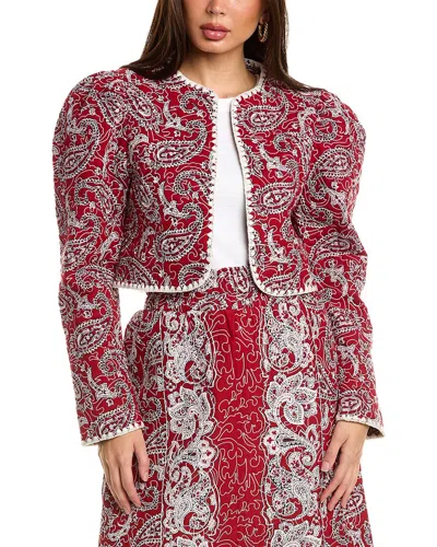 Sea Ny Theodora Paisley Quilted Cropped Jacket In Red