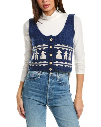 Sea Ny Afina Knits Cropped Wool Vest In Blue