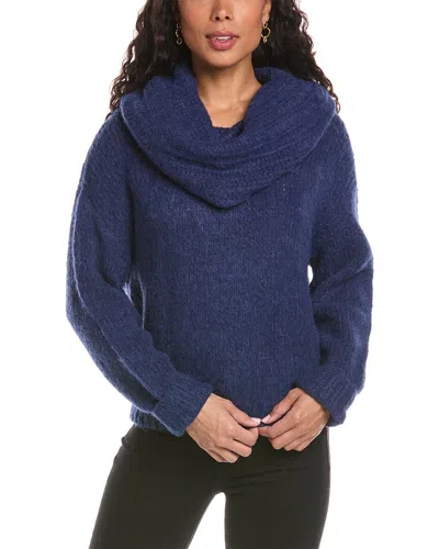 Anna Kay Shawl Wool-blend Sweater In Blue