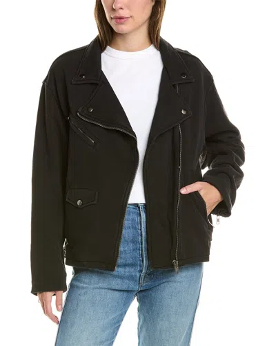 Vintage Havana Garment Dye Moto Jacket In Black