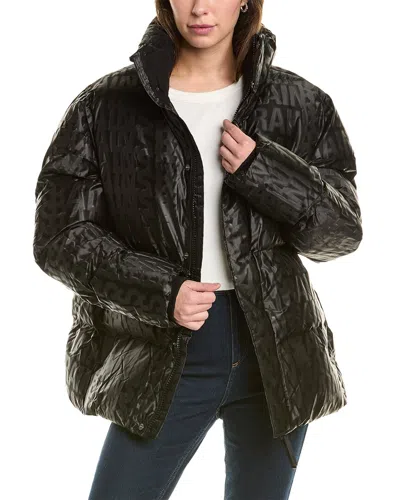 Rains Boxy Puffer Jacket In Black