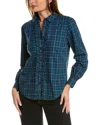 Brooks Brothers Cotton Plaid Ruffled Shirt | Blue | Size 14 In Green