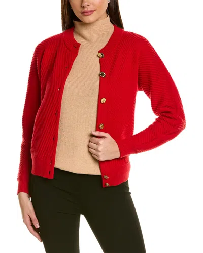 St. John Diagonal Knit Wool-blend Jacket In Red