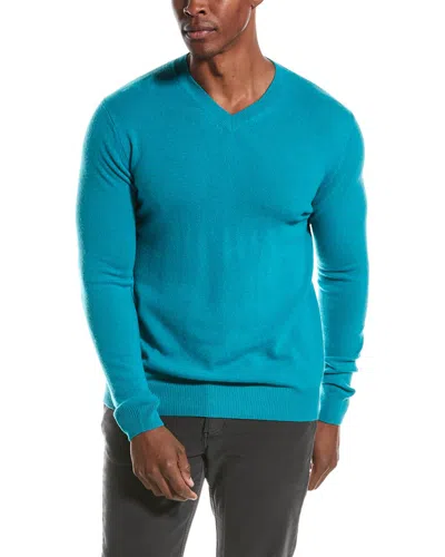 Forte Cashmere Classic Cashmere V-neck Sweater In Blue
