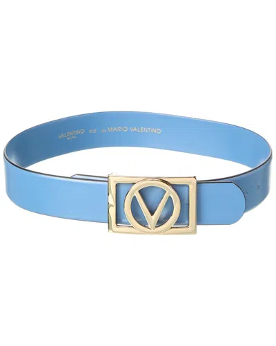 Valentino By Mario Valentino Dolly Bombe Leather Belt In Blue