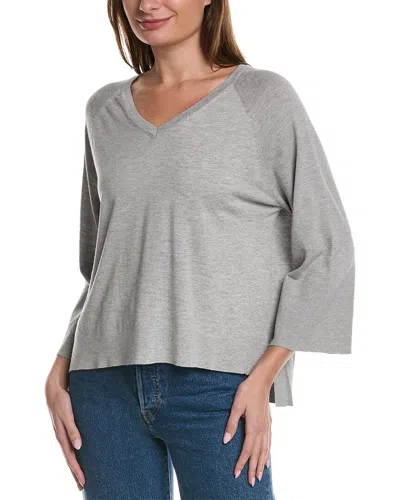 Forte Cashmere High-low Silk & Cashmere-blend Top In Grey