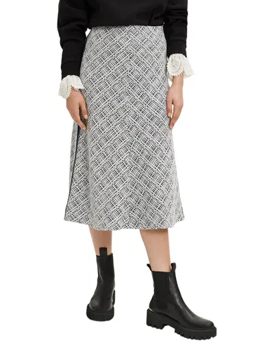 Maje Woman Midi Skirt White Size 8 Polyamide, Cotton, Polyester, Acrylic, Elastane