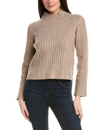 Rain And Rose Rain + Rose Cable Wool-blend Sweater In Beige