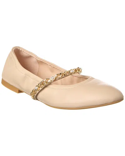 Stuart Weitzman Pearl Chain Leather Ballet Flat In Brown