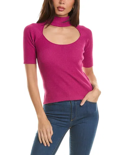 Monrow Rib Cutout Sweater In Pink