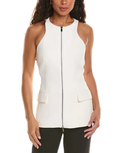 Michael Kors Collection Front Zip Sleeveless Jacket In White