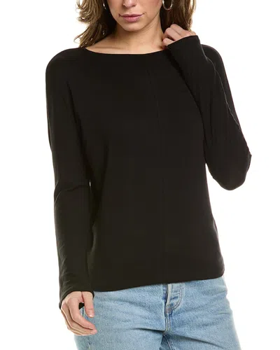 Vince Draped Wide Neck Top In Black