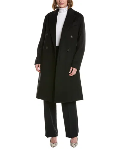 Vince Double-breasted Wool-blend Coat In Black