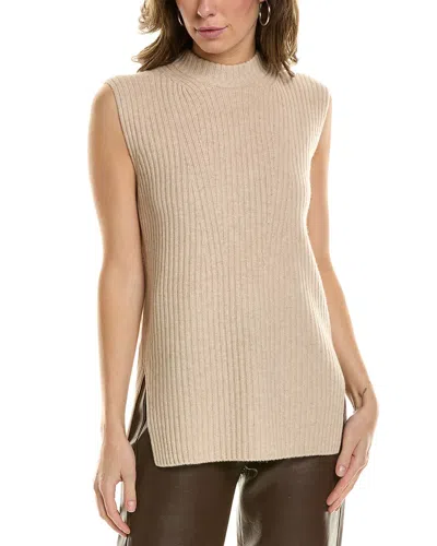 Vince Ribbed Sleeveless Wool & Cashmere-blend Tunic In Beige