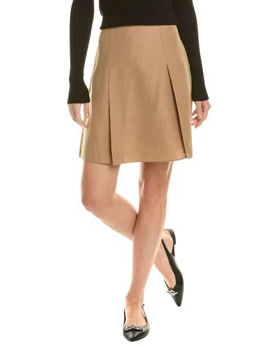 Vince Linen-blend Skirt In Brown