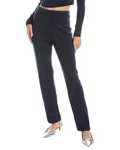 Leset Zoe Lurex Cashmere & Wool-blend Straight Leg Pant In Blue